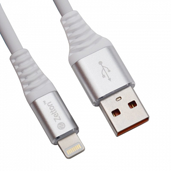 USB кабель Zetton USB SyncCharge Round Soft TPE Data Cable USB to Lightning круглый пластиковые разьемы (белый) ZTUSBRSTWEA8